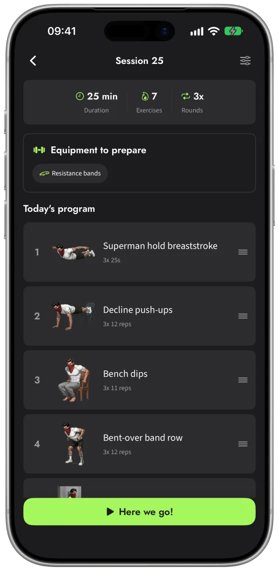 Today's session in Calisthenics Corner: 25 minutes, 7 exercises over 3 rounds, equipment to prepare