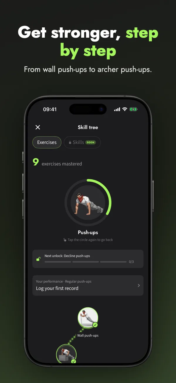 Get stronger step by step: the skill tree, from wall push-ups to archer push-ups