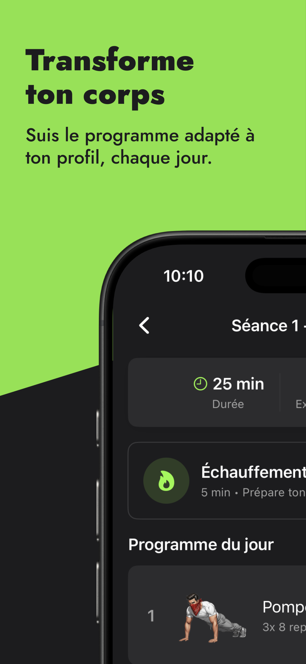 App workout session screen